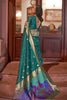 Emerald Green Handloom Weaving Silk with Gotta lace border