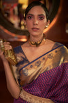 Purple Soft Handloom Weaving Silk Saree