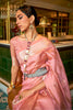 Rose Pink Handloom Weaving Organza Saree