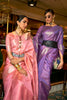 Rose Pink Handloom Weaving Organza Saree