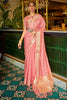 Rose Pink Handloom Weaving Organza Saree