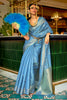 Sky Blue Handloom Weaving Organza Saree