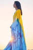 Yellow Multy Color Pure Sattin Crepe Saree And Digital print Blouse