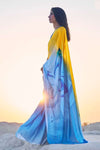 Yellow Multy Color Pure Sattin Crepe Saree And Digital print Blouse