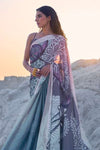 Multy Color Pure Sattin Crepe Saree And Digital print Blouse
