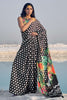 Black Color Polka dot Pure Sattin Crepe Saree And Digital print Blouse