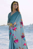 Rama color Pure Sattin Crepe Saree And Digital print Blouse