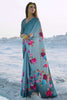 Rama color Pure Sattin Crepe Saree And Digital print Blouse