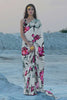 White color Flower Design Sattin Crepe Saree And Digital print Blouse