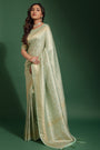 Pista Green Kanjivaram Saree With Weaving Work