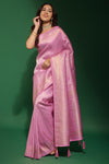 Pink Kanjivaram Saree With Weaving Work