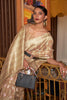 Beutiful Golden And Brown Classic Linen Weaving Designer Saree
