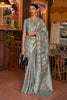 Fancy Celeste Color Classic Linen Weaving With Blouse