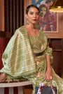 Mint Color Multi Linen Handloom Weaving Saree