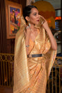 Designer Merigold With Blouse Linen Handloom Weaving Saree
