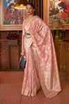 Gorgeous Flamingo Classic Linen Handloom Weaving Saree