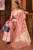 Gorgeous Flamingo Classic Linen Handloom Weaving Saree