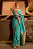 Blue Copper Zari Handloom Weaving Silk Saree