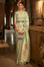 Tea Green Copper Zari Handloom Weaving Silk Saree