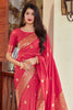 Watermelon Pink Partywear Zari Woven Soft Banarasi Silk Saree