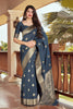 Anchor Gray Partywear Zari Woven Soft Banarasi Silk Saree