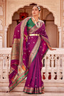 Purple Banarasi Silk Saree With Zari Weaving Work
