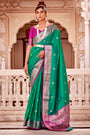 Green Banarasi Silk Saree With Zari Weaving Work