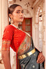 Gray Banarasi Silk Saree With Zari Weaving Work