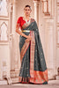 Gray Banarasi Silk Saree With Zari Weaving Work