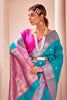 Sky Blue Banarasi Silk Saree With Zari Weaving Work
