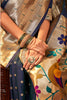 Navy Blue Paithani Saree With Zari Weaving Work