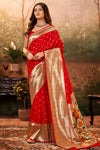 Light Red Colour Paithani Silk Saree with Zari Weaving Work