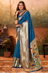 Blue Paithani Saree With Zari Weaving Work