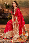 Rani Pink Paithani Saree With Zari Weaving Work