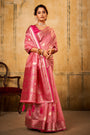 Pink Tissue Saree With Zari Weaving Work
