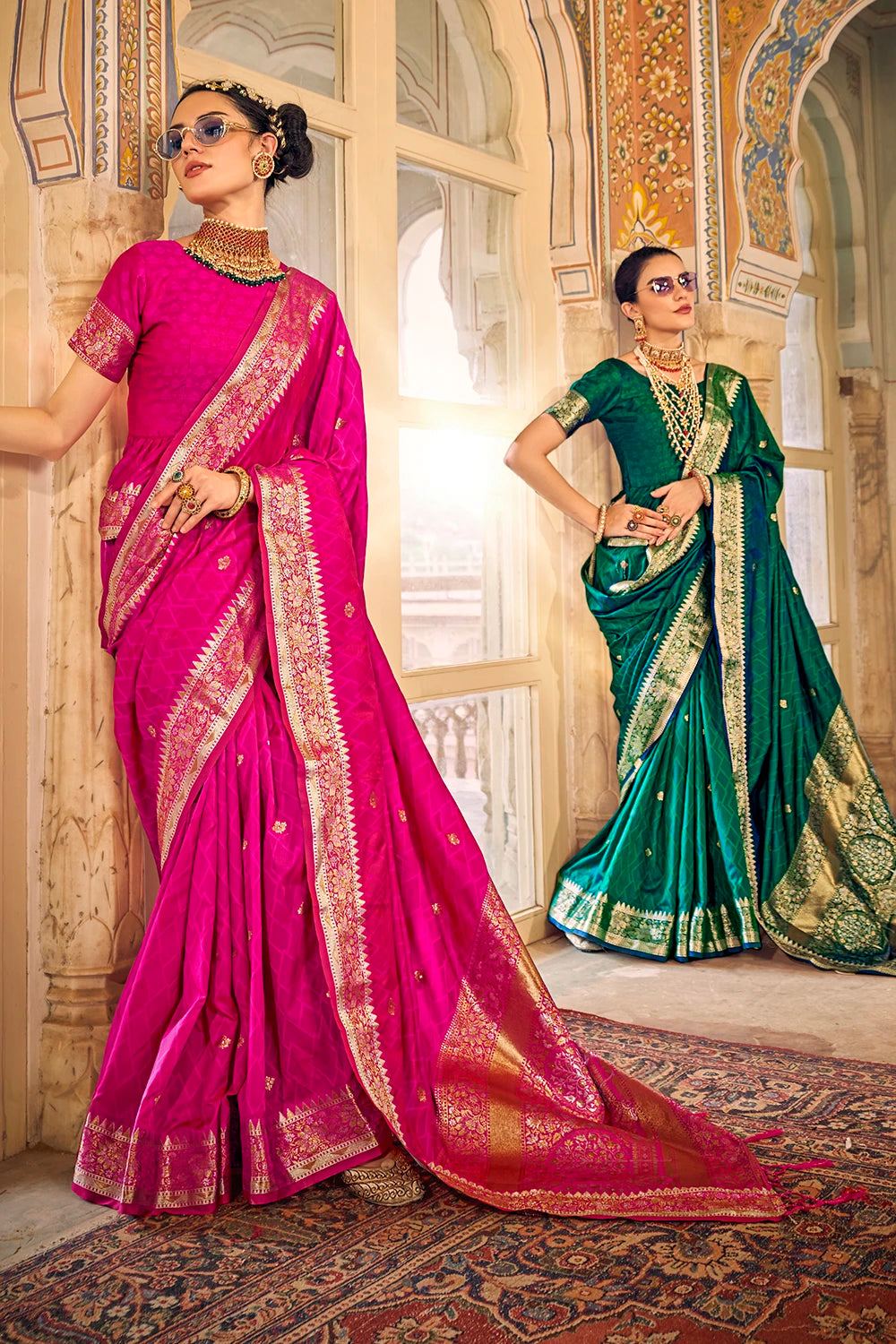 Pink Soft Banarasi Silk saree With Weaving Work