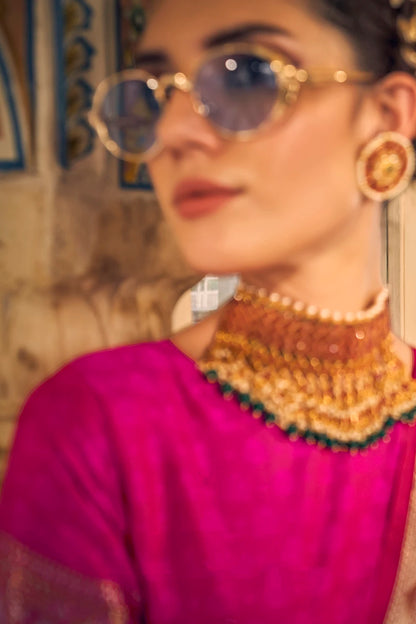 Pink Soft Banarasi Silk saree With Weaving Work