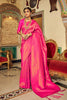 Neon Pink Soft Handloom Weaving Silk in Copper Zari
