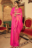 Neon Pink Soft Handloom Weaving Silk in Copper Zari