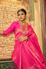 Neon Pink Soft Handloom Weaving Silk in Copper Zari