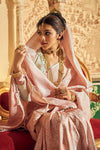 RoseGold White Soft Handloom Weaving Silk in Copper Zari