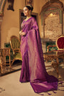 Magenta Color Soft Handloom Weaving Silk in Copper Zari