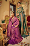 Magenta Color Soft Handloom Weaving Silk in Copper Zari