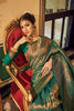 Jungle Green Soft Handloom Weaving Silk in Copper Zari