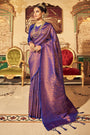 Indigo Blue Soft Handloom Weaving Silk in Copper Zari