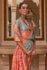 Baby Blue Smoothy Printed Patola Silk with Designer Border