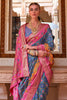 Blue Smoothy Printed Patola Silk with Designer Border