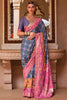 Blue Smoothy Printed Patola Silk with Designer Border