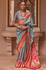 Baby Blue Smoothy Printed Patola Silk with Designer Border