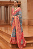 Cornflower Blue Smoothy Printed Patola Silk with Designer Border